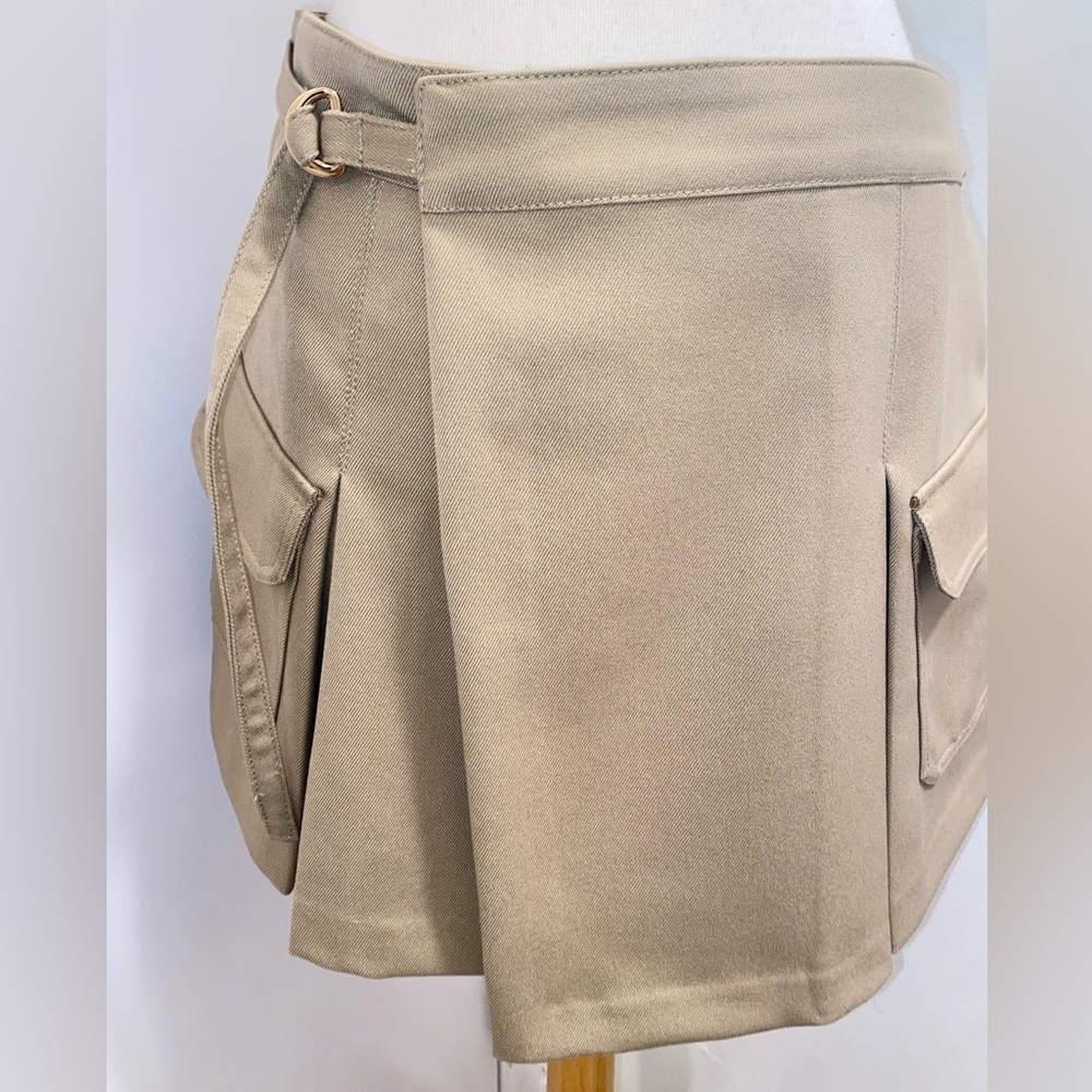 ZARA Beige Women's High Waisted Cargo Skort with Pockets - Size L - NEW - Picture 9 of 11